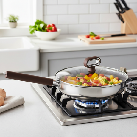 Honey Comb Titanium Stainless Steel Fry Pan 26cm