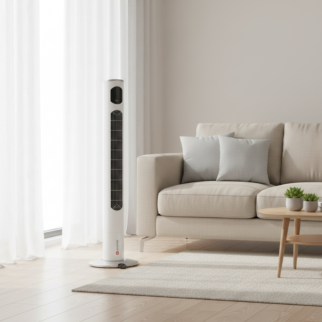 Alpina 46-Inch Tower Fan With Remote Control White/Grey