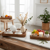 Cane Rectangular Serving Tray Brown (Set of 3)