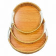 Cane Round Serving Tray Light Brown (Set of 3)
