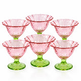 Glass Ice Cream Bowls Set 6pcs Pink & Green