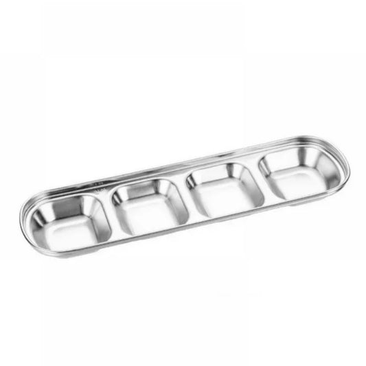 4-Division Stainless Steel Dip Bowl Silver