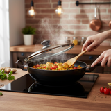 Non Stick Karahi With Glass Lid Black 34cm