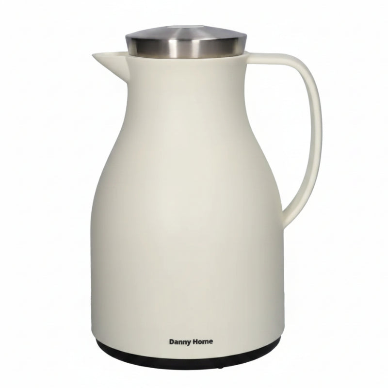 Double Wall Glass Vacuum Flask 1L White