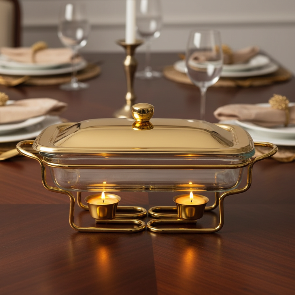Rectangular Burner Dish 1.5L Gold