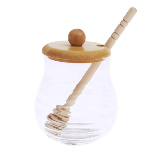 Honey Glass Jar With Bamboo Spoon