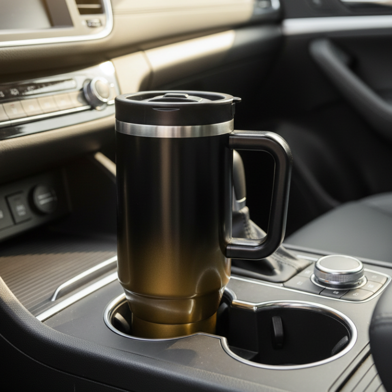 Tyeso Aura Gradient Travel Tumbler 1200ml Black & Gold