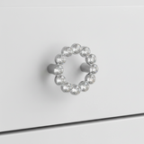 Swarovski crystal furniture knob with clear stones on chrome circular face