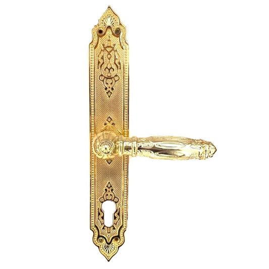 Lever Handle With Small Plate Gold Plated
