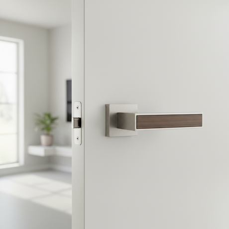 Handle on Straight Square Rose w/ Straight Square Key Escutcheons MSN - BROWN ELEGANCE