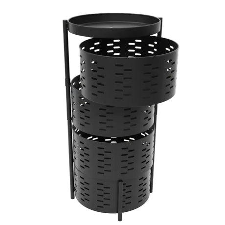 4 Tier Round Rotating Storage Trolley With Handle Black
