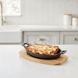 Cast Iron Dish Oval Small with wooden base