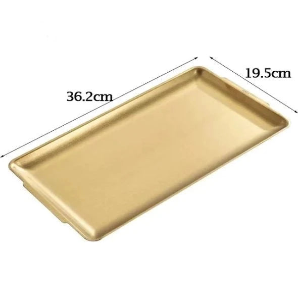 Gold Plated Stainless Steel Rectangle Tray Large