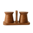 Wooden Salt & Pepper Shaker Set With Tray
