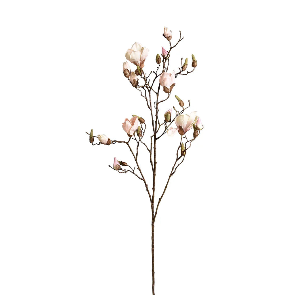 Faux Magnolia Stem White/Pink