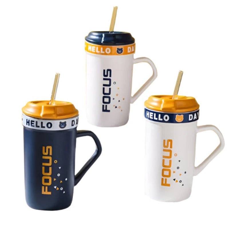 Mug With Lid & Straw 3 Piece Set