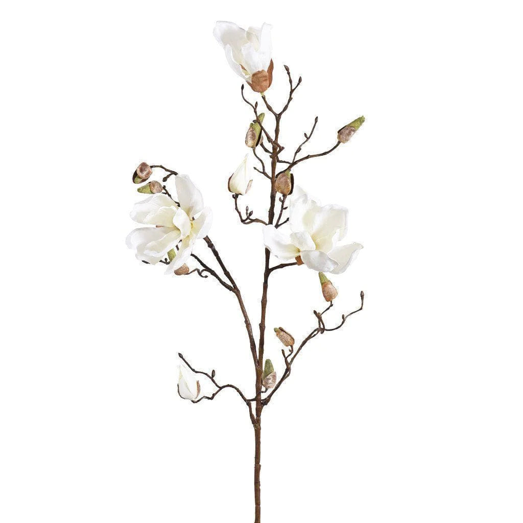 Faux Magnolia Stem White