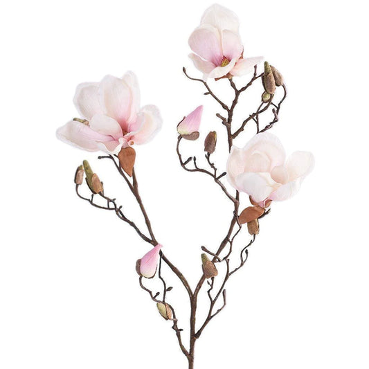 Faux Magnolia Stem White/Pink