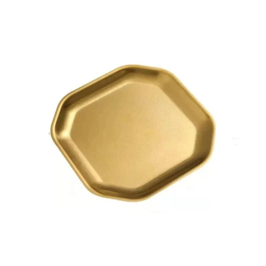 Stainless Steel Gold Plated Octagon Serving Platter 10.5cm