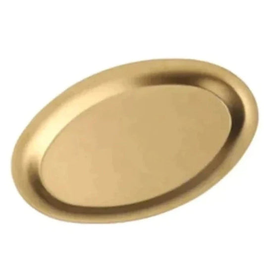 Stainless Steel Serving Platter Gold Plated Oval 25cm