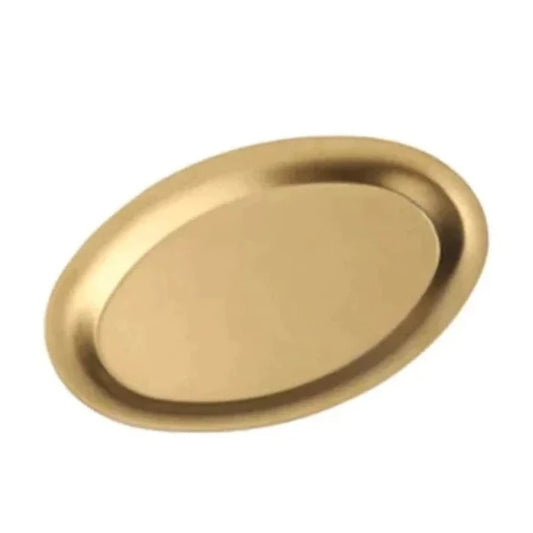 Stainless Steel Serving Platter Gold Plated Oval 25cm