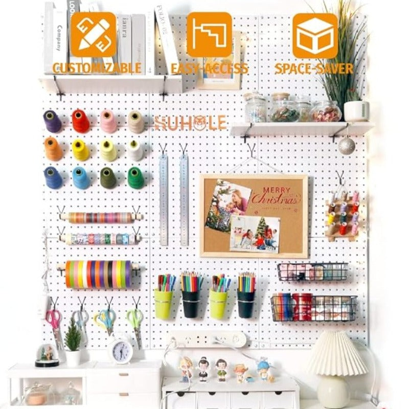 Wall Pegs Board 21x21 inches with 12 Clips