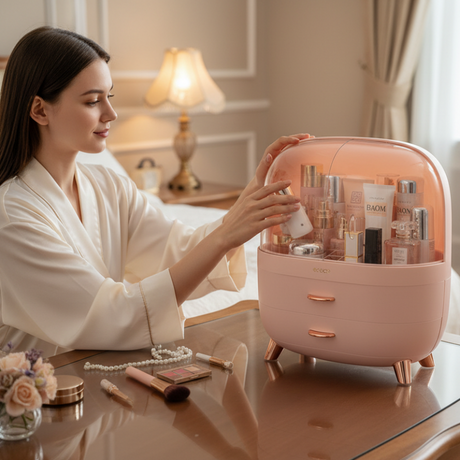 Makeup Organizer With Duo Drawers Pink