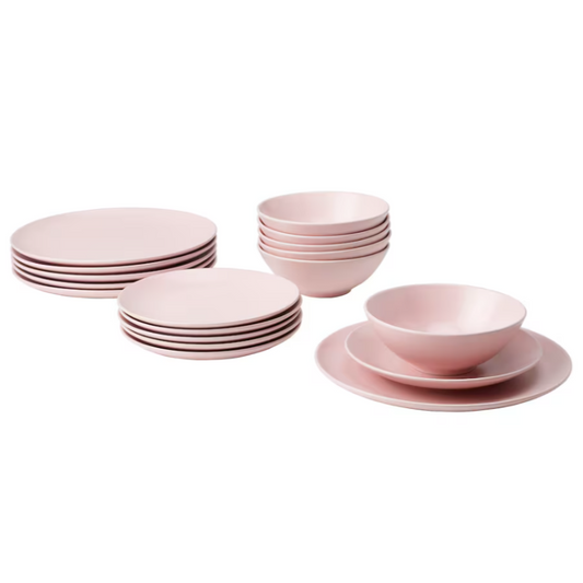 Ikea Porcelain Dinner Set Pink (18 Piece Set)