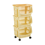 Plastic Kitchen Trolley with 3 Shelves 39.5 x 30 x 70 cm