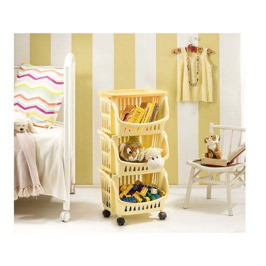 Plastic Kitchen Trolley with 3 Shelves 39.5 x 30 x 70 cm