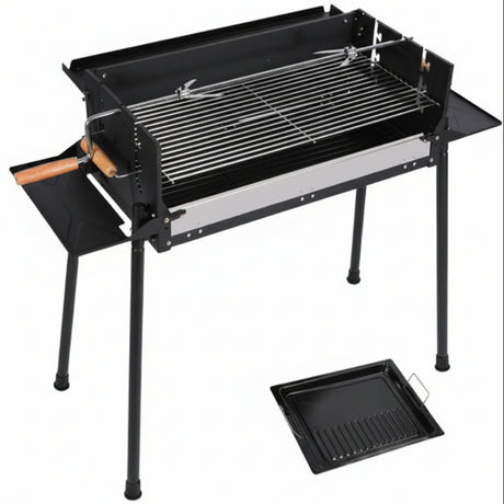 Foldable Charcoal Grill With Rotatable Roasting Rack Black
