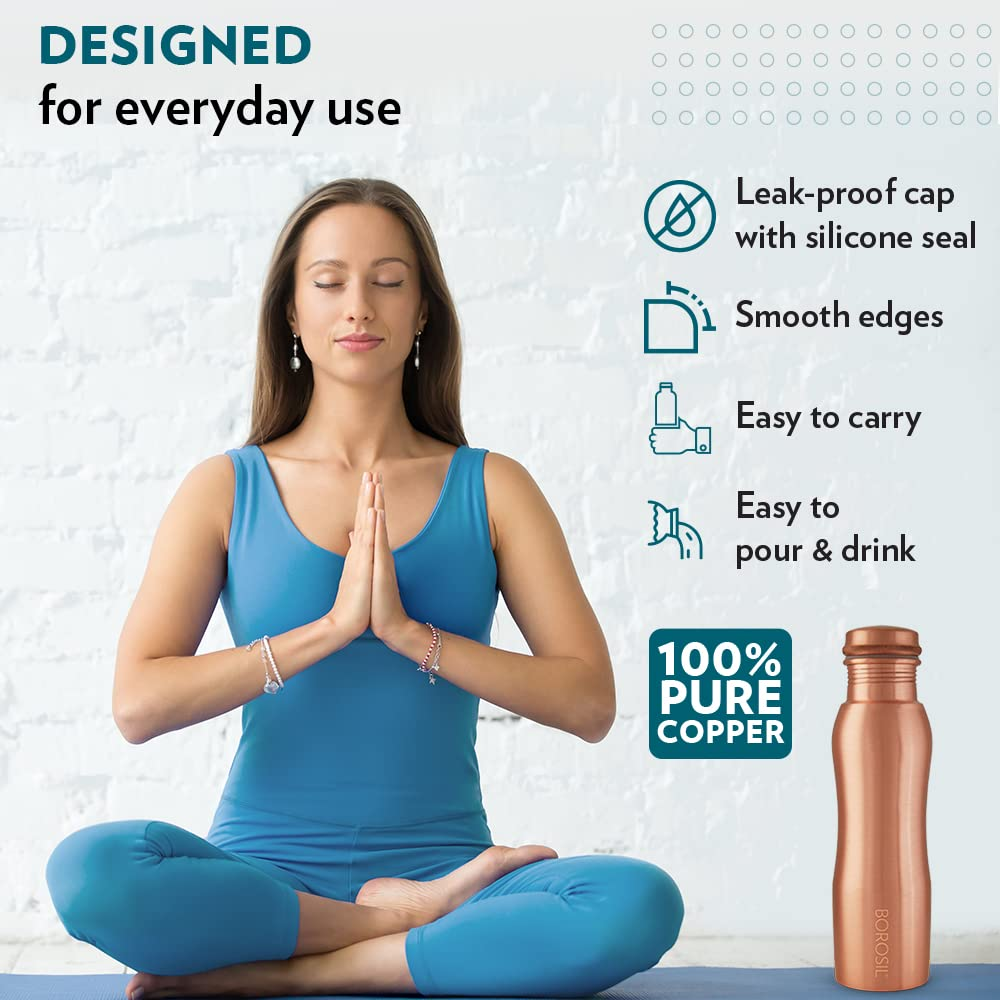 Pure Copper Leak Proof Water Bottle 600ml
