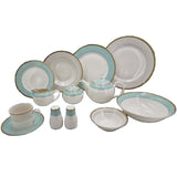 Dinner Set White & Turquoise (47pcs Set)