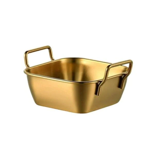 Gold Plated Square Dish With Handle