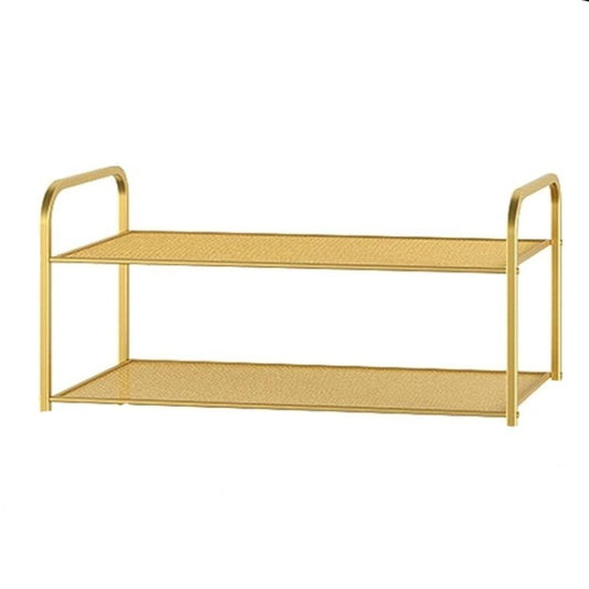 Metal 2 Layer Shoe Rack Gold