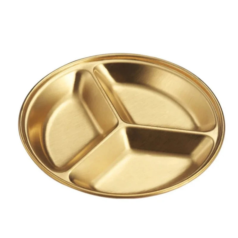 3Division Stainless Steel Shawarma Platter Gold 12cm by JB Saeed