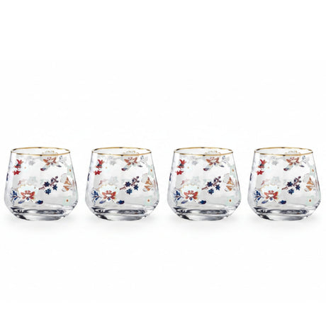 Floral Drinking Glass Set 4Pcs 420ml