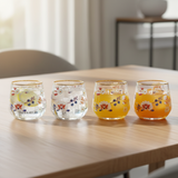 Floral Drinking Glass Set 4Pcs 420ml