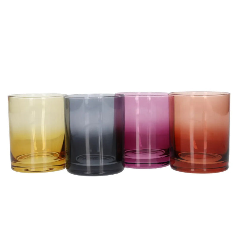 Multi Color Drinking Glass Set 4Pcs 410ml