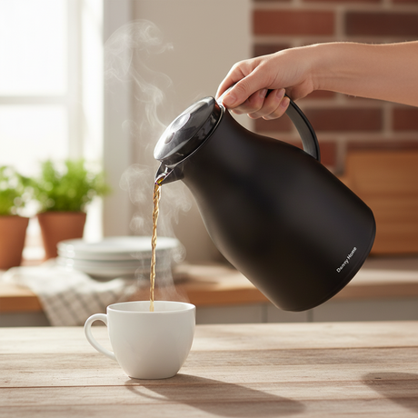 Double Wall Glass Vacuum Flask 1L Black
