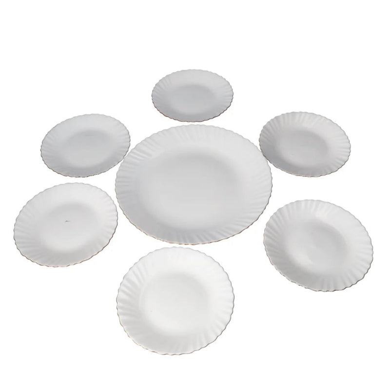 Opal Glass Dessert Plate White (Set of 7 Pcs)