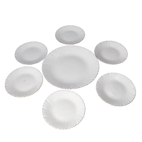 Opal Glass Dessert Plate White (Set of 7 Pcs)