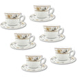 Opal Glass Cup & Saucer White Floral (Set of 6)