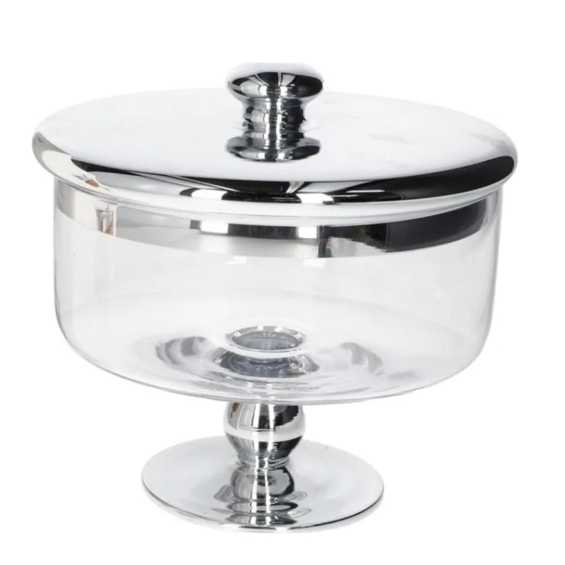Glass Storage Jar Silver 17.5cm