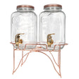 2 Pcs Glass Beverage Dispenser With Stand 4L