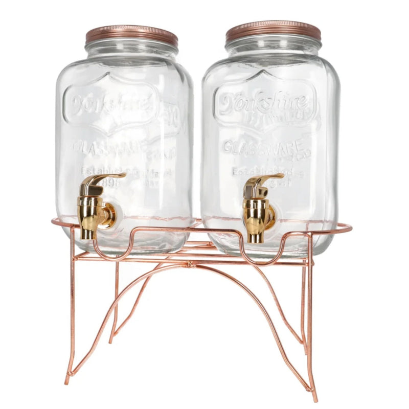 2 Pcs Glass Beverage Dispenser With Stand 4L