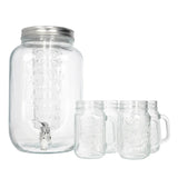 Glass Beverage Dispenser & Mason Jar Set 5pcs