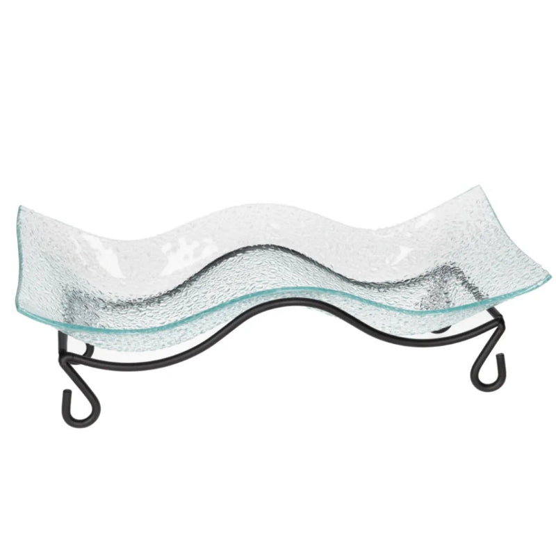 Serving Glass Platter With Black Stand