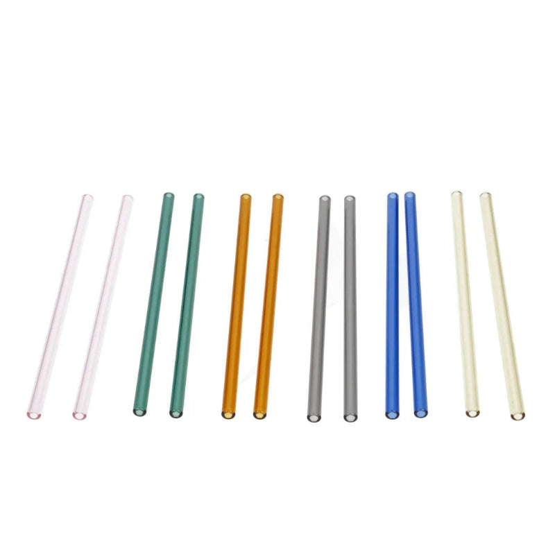 Reusable Glass Straws & Cleaning Brush (Set of 13 Pcs)