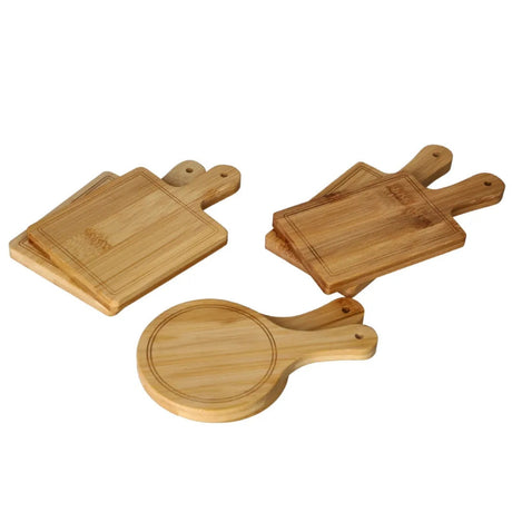 Mini Bamboo Serving Tray Set 6Pcs